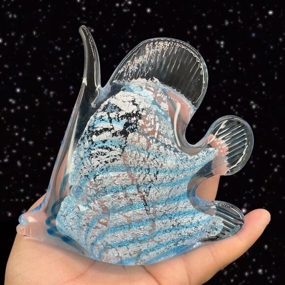 Marcolin Art Glass Crystal Fish Made in Sweden Pure Silver Signed Paperweight - Picture 8 of 16